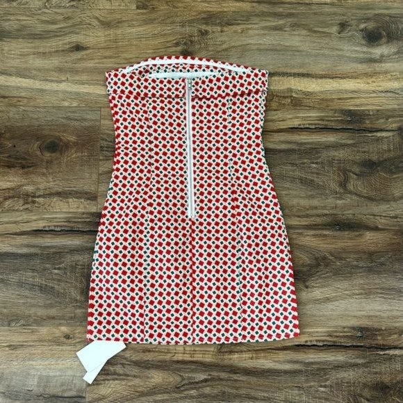 BOUTIQUE Alaia Retro Strapless Geometric Print Mini Dress Size XS NWT - Picture 8 of 13